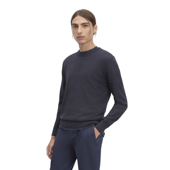 EVERLANE The No-Sweat Sweater Uniform Heathered Midnight Long Sleeve Large NEW - Picture 1 of 8